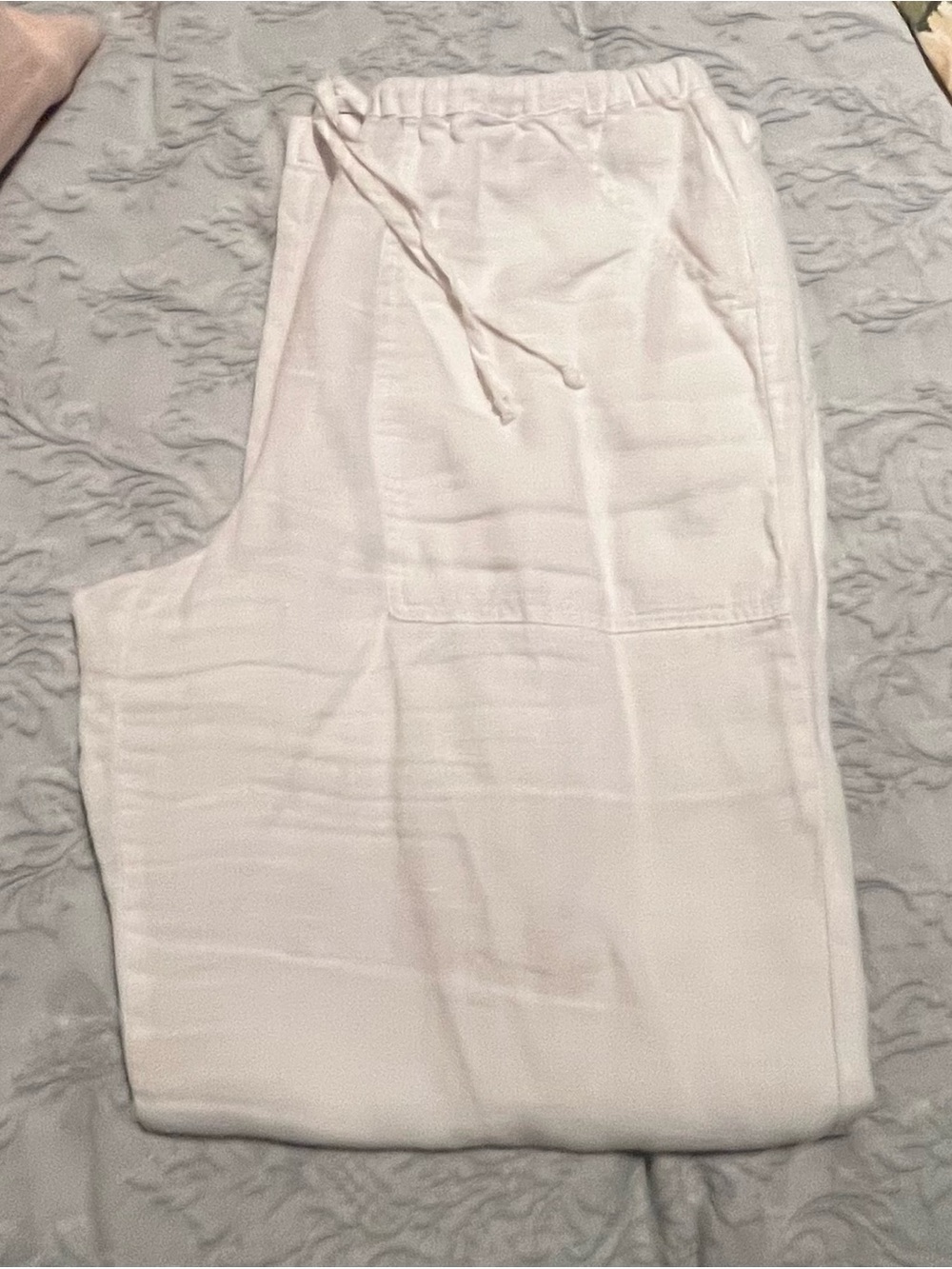 Chico’s Linen White Drawstring Pants
